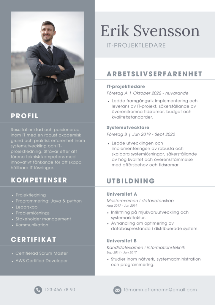 Gratis CV mall